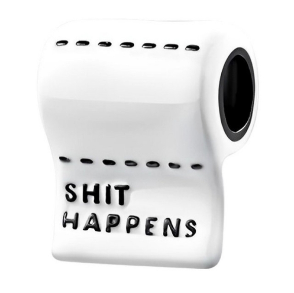 🎆Linx Sterling Silver 925 Shit Happens Toilet Paper Funny Bracelet Charm - Picture 2 of 7